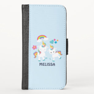 Cute White Unicorns Magical Mama & Baby iPhone X Wallet Case