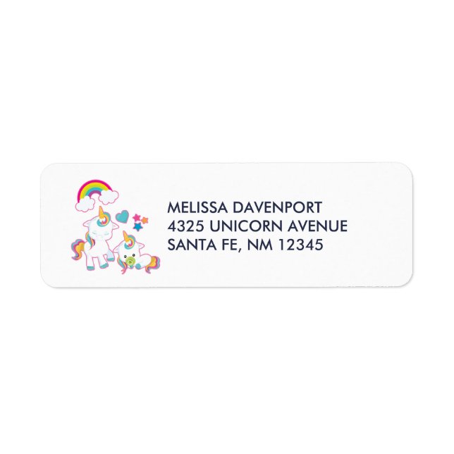 Cute White Unicorns Magical Mama & Baby Label (Front)