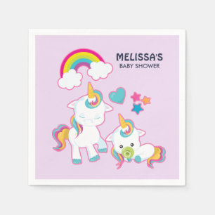 Cute White Unicorns Magical Mama & Baby Napkins