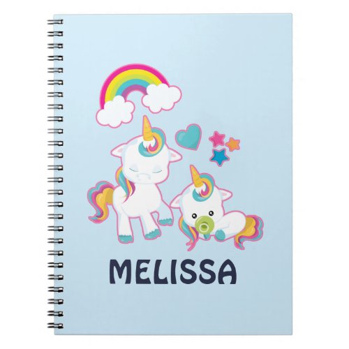 Cute White Unicorns Magical Mama  Baby Notebook