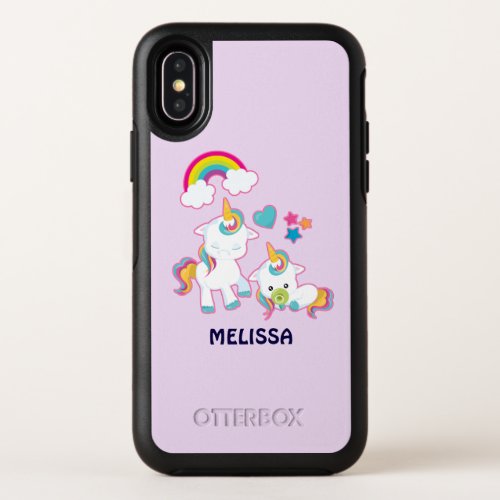 Cute White Unicorns Magical Mama  Baby OtterBox Symmetry iPhone X Case