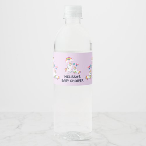 Cute White Unicorns Magical Mama  Baby Water Bottle Label