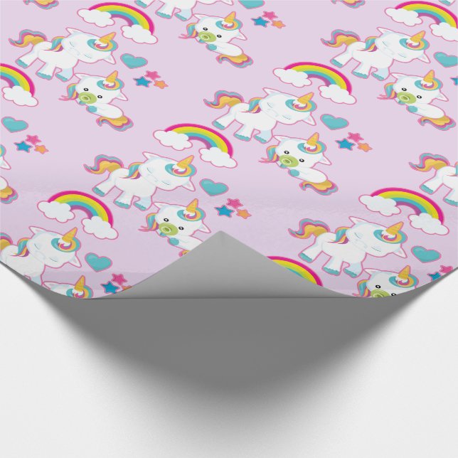 Cute White Unicorns Magical Mama & Baby Wrapping Paper (Corner)