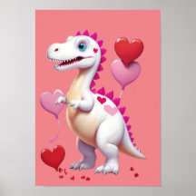 Cute white Valentine's day dinosaur