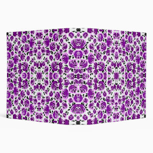 Cute white violet roses patterns 3 ring binder