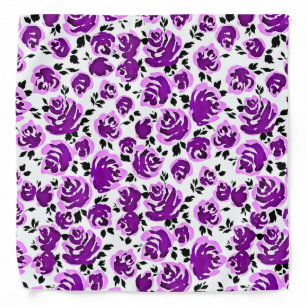 Cute white violet roses patterns bandana