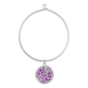Cute white violet roses patterns bangle bracelet