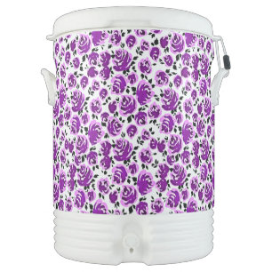 Cute white violet roses patterns beverage cooler