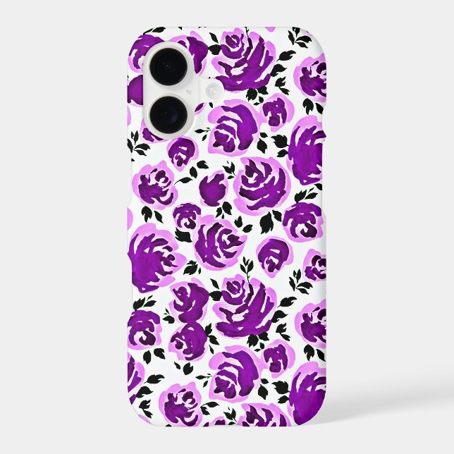 Cute white violet roses patterns iphone case (Back)