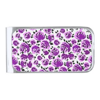 Cute white violet roses patterns