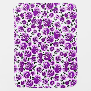 Cute white violet roses patterns swaddle blanket