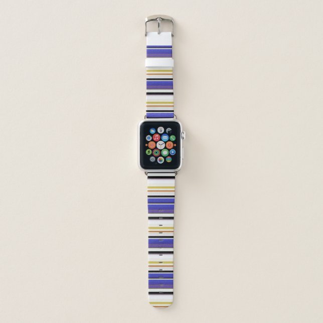 Cute white violet stripes apple watch band (Front)