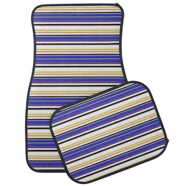 Cute white violet stripes car floor mat (Set)