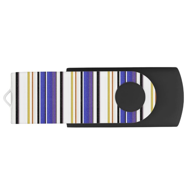 Cute white violet stripes flash drive (Back)