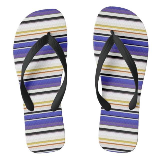 Cute white violet stripes flip flops (Footbed)