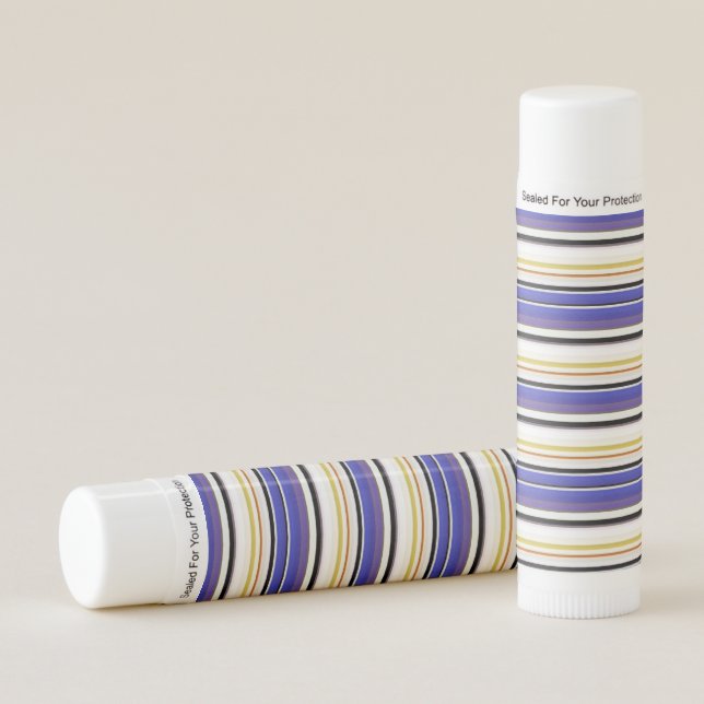 Cute white violet stripes lip balm (Front)