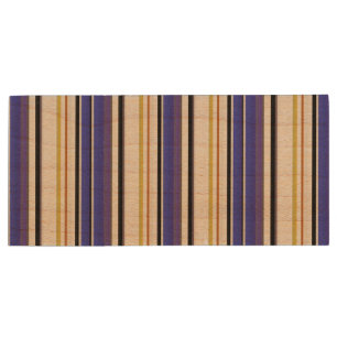 Cute white violet stripes wood flash drive