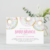Cute White Watercolor Donuts Baby Shower Brunch Invitation (Standing Front)