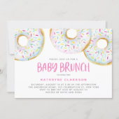 Cute White Watercolor Donuts Baby Shower Brunch Invitation (Front)