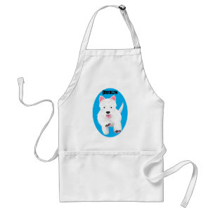 Cute white west highland terrier cartoon adult apron