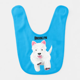 Cute white west highland terrier cartoon baby bib