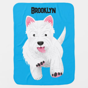 Cute white west highland terrier cartoon baby blanket