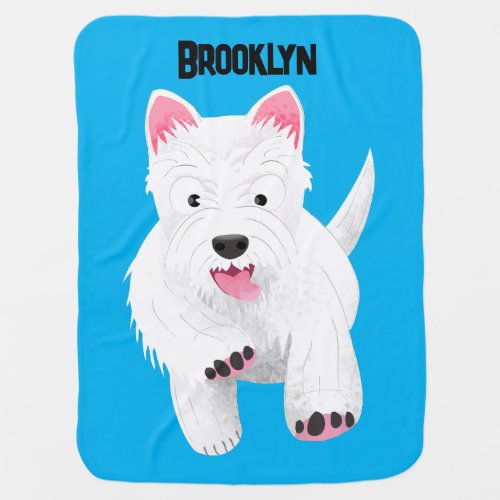 Cute white west highland terrier cartoon baby blanket