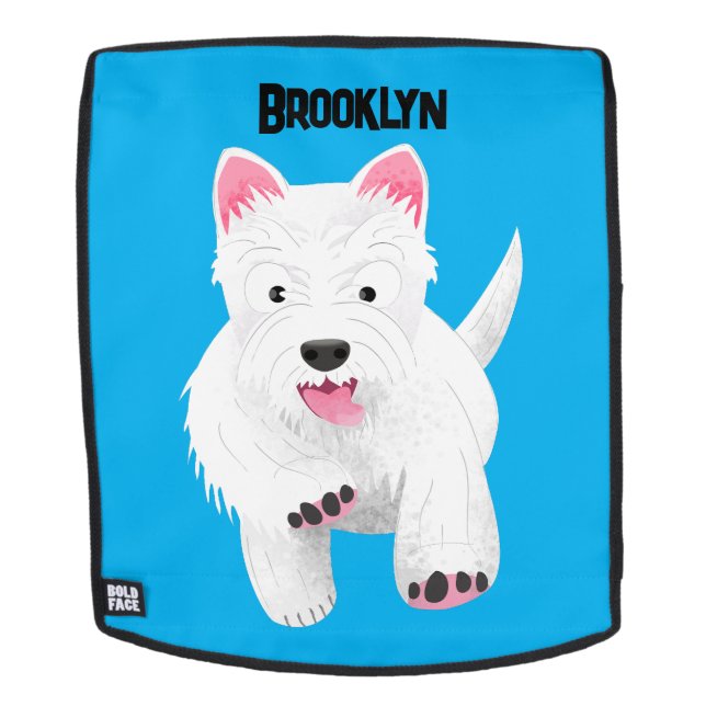 Cute white west highland terrier cartoon backpack (Removable Face)