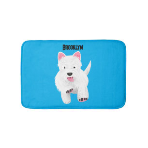 Cute white west highland terrier cartoon bath mat