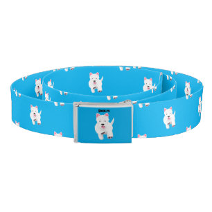 Cute white west highland terrier cartoon belt