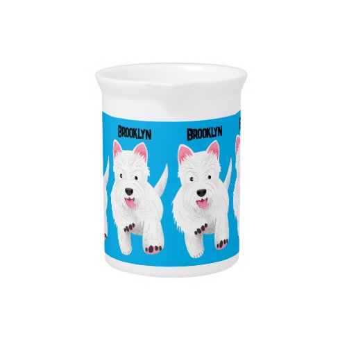 Cute white west highland terrier cartoon beverage pitcher