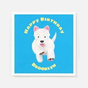 Cute white west highland terrier cartoon birthday napkins