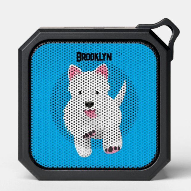 Cute white west highland terrier cartoon bluetooth speaker (Front)