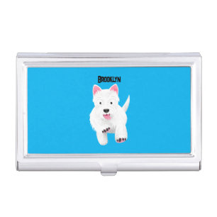 Cute white west highland terrier cartoon business card case