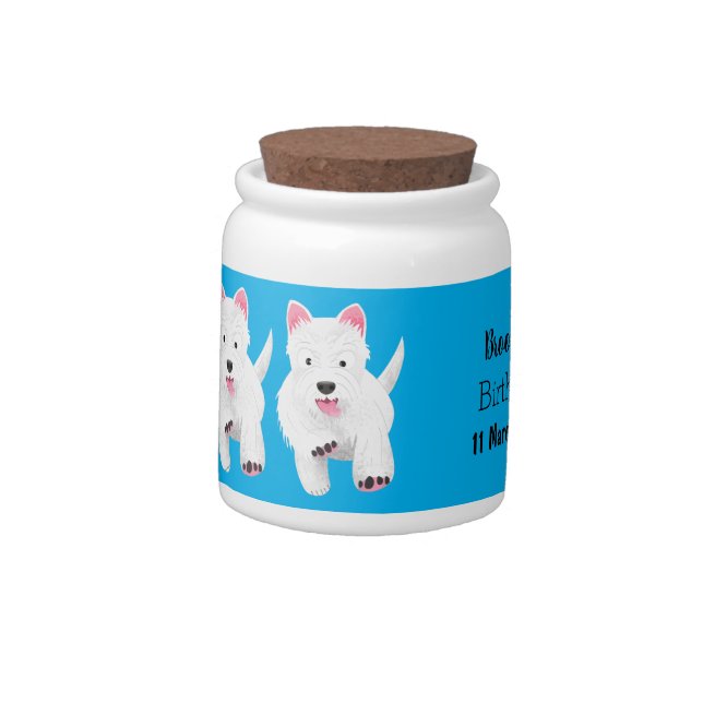 Cute white west highland terrier cartoon candy jar (Left)