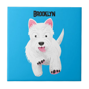 Cute white west highland terrier cartoon ceramic tile