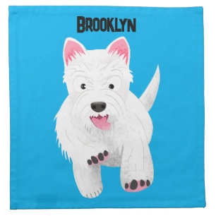 Cute white west highland terrier cartoon cloth napkin