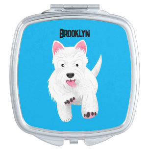 Cute white west highland terrier cartoon compact mirror