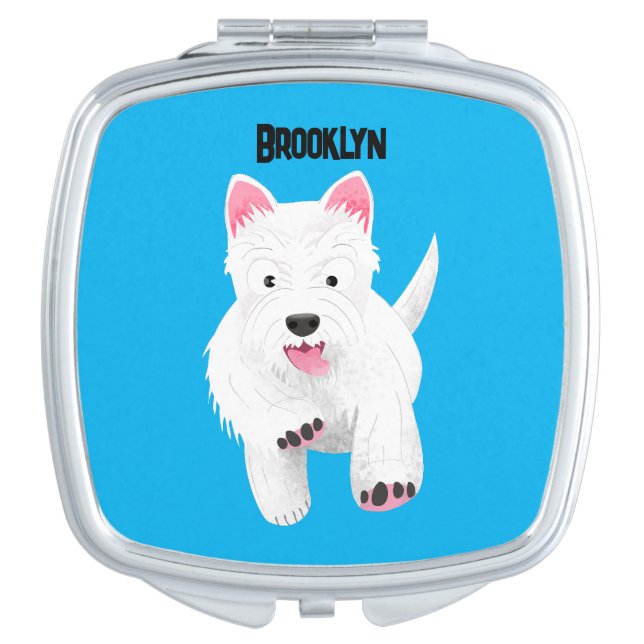 Cute white west highland terrier cartoon compact mirror (Front)
