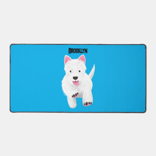 Cute white west highland terrier cartoon desk mat