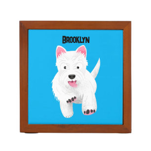 Cute white west highland terrier cartoon desk organizer