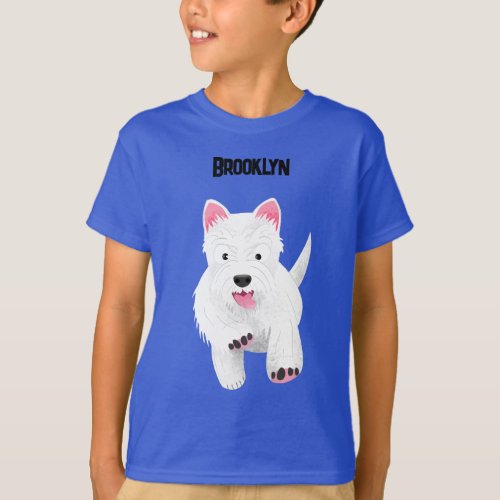 Cute white west highland terrier cartoon dog T_Shirt