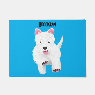 Cute white west highland terrier cartoon doormat