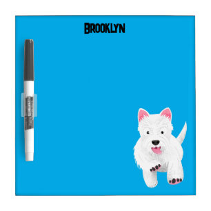Cute white west highland terrier cartoon dry erase board
