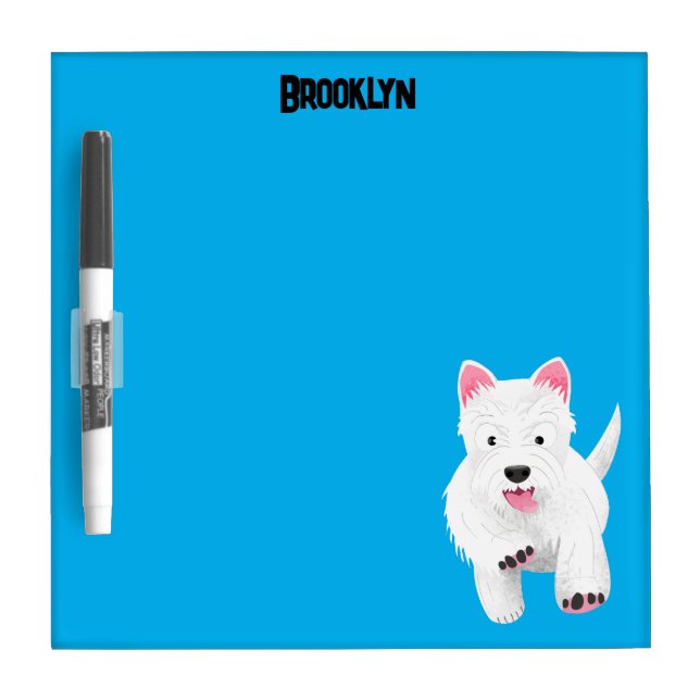 Cute white west highland terrier cartoon dry erase board (Front)