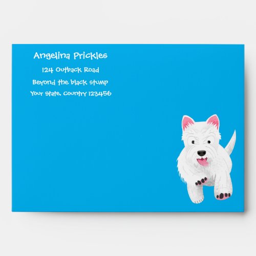 Cute white west highland terrier cartoon envelope