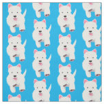 Cute white west highland terrier cartoon fabric