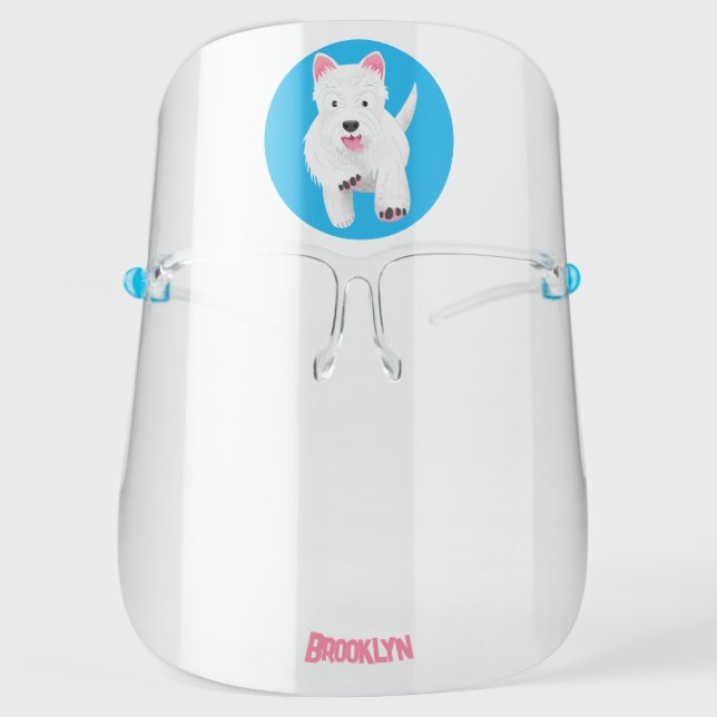 Cute white west highland terrier cartoon face shield (Front)