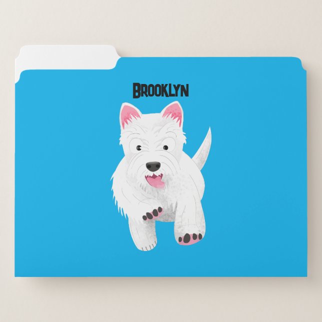 Cute white west highland terrier cartoon file folder (Front Left)