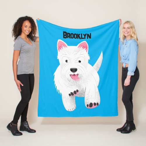 Cute white west highland terrier cartoon fleece blanket